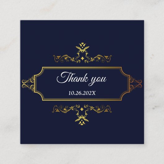 Goud en marineblauwe Indische stijl enveloppe Informatiekaartje (Voorkant)