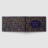Goud en marinesluiblauwe bladeren trouwgastenboek gastenboek (Volledig)