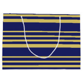 Goud en marinestrepen met patroon groot cadeauzakje (Achterkant)