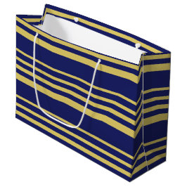 Goud en marinestrepen met patroon groot cadeauzakje