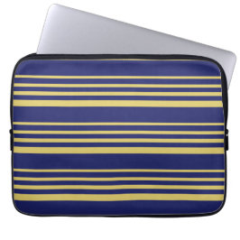 Goud en marinestrepen met patroon laptop sleeve