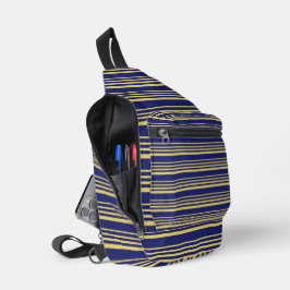 Goud en marinestrepen met patroon sling bag