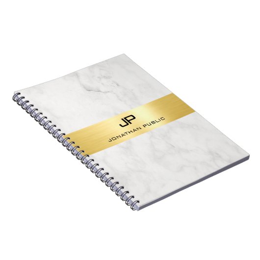 Goud en marmer Elegant Eenvoudige Moderne Sjabloon Notitieboek (Rechterzijde)