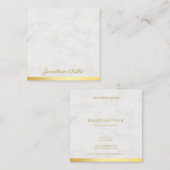 Goud en marmer Elegant Handschrift Tekst Luxe Vierkante Visitekaartje (Voorkant / Achterkant)