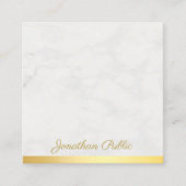 Goud en marmer Elegant Handschrift Tekst Luxe Vierkante Visitekaartje (Voorkant)