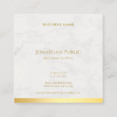 Goud en marmer Elegant Handschrift Tekst Luxe Vierkante Visitekaartje (Achterkant)