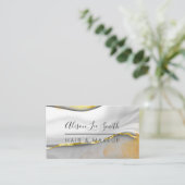 Goud en marmer Haar & Make-up Visitekaartje (Staand voorkant)