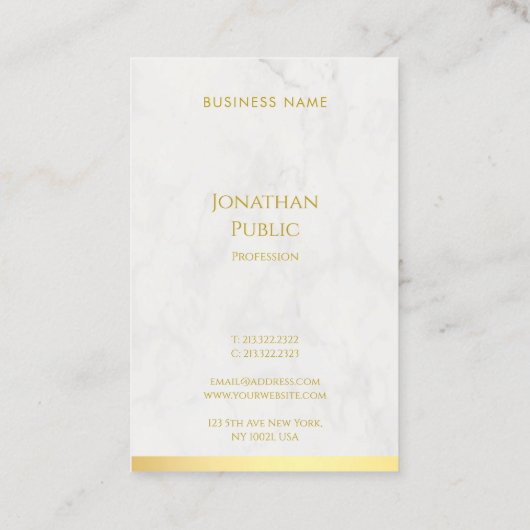 Goud en Marmer Handgeschreven Naam Modern Elegant Visitekaartje (Achterkant)