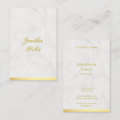 Goud en Marmer Handgeschreven Naam Modern Elegant Visitekaartje (Voorkant / Achterkant)