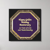 Goud en Marmer Happy Wedding Jubileum Canvas (Voorkant)