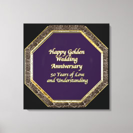 Goud en Marmer Happy Wedding Jubileum Canvas Afdruk