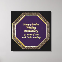 Goud en Marmer Happy Wedding Jubileum Canvas Afdruk