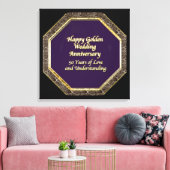 Goud en Marmer Happy Wedding Jubileum Canvas Afdruk (Insitu (Woonkamer))