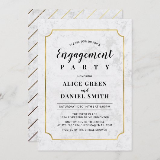 Goud en marmer | Klassieke weddenschap Kaart (Voorkant / Achterkant)