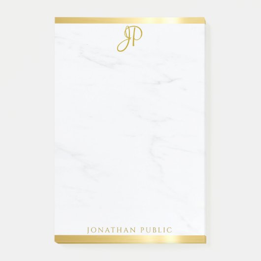 Goud en Marmer Moderne Eenvoudige Sjabloon Elegant Post-it® Notes (Voorkant)