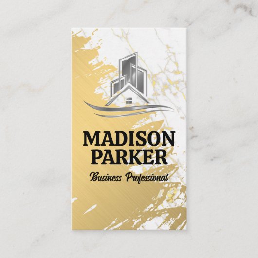 Goud en Marmer | Onroerend goed Logo Visitekaartje (Voorkant)