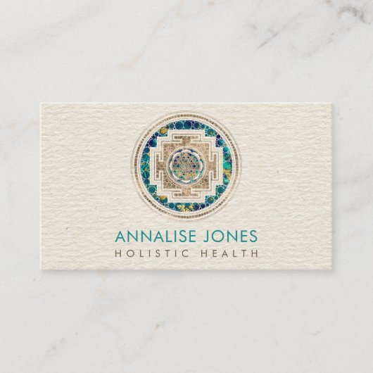 Goud en marmer Sri Yantra / Sri Chakra Dot Art Visitekaartje (Voorkant)