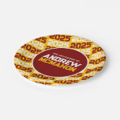 Goud en Maroon gepersonaliseerd Afstuderen Papieren Bordje (Gekanteld)