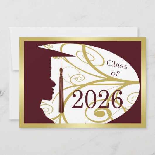Goud en Maroon Man Silhouet 2026 Kaart (Voorkant)