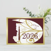 Goud en Maroon Man Silhouet 2026 Kaart (Staand voorkant)