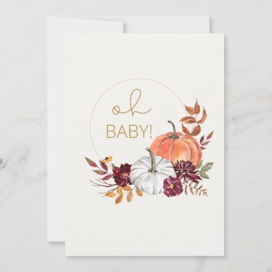 Goud en Maroon Pompoen Herfst Baby shower Kaart (Achterkant)