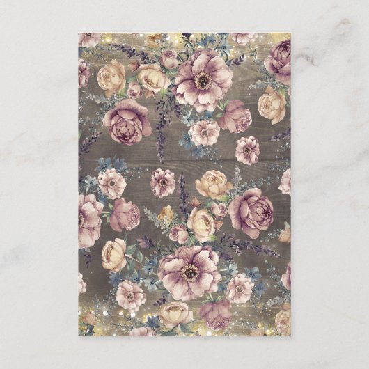 Goud en Mauve rustieke bruiloft informatie Gast Informatiekaartje (Achterkant)