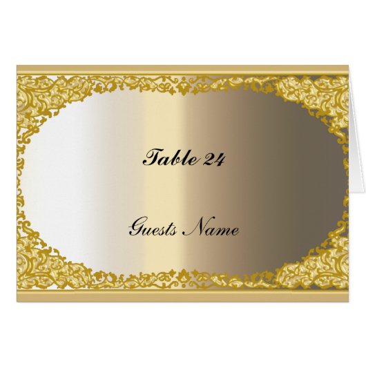Goud en Metalen look Tafel Plaats Kaart Menu (Voorkant Horizontaal)