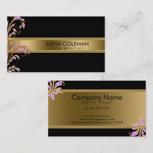 Goud en Metallic Roze Swirl Visitekaartje (Voorkant / Achterkant)