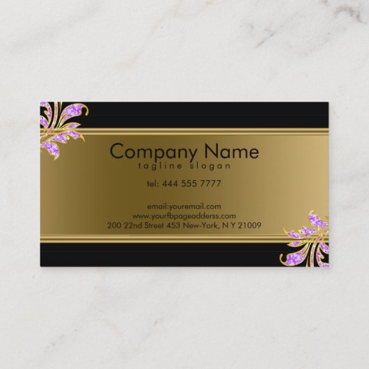 Goud en Metallic Roze Swirl Visitekaartje (Achterkant)