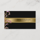 Goud en Metallic Roze Swirl Visitekaartje (Voorkant)