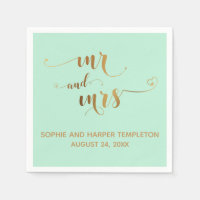 Goud en Mint Mr en Mrs Calligrafie met Harten
