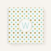Goud en Mint Polka Dots Monogramed Notitieboek (Voorkant)