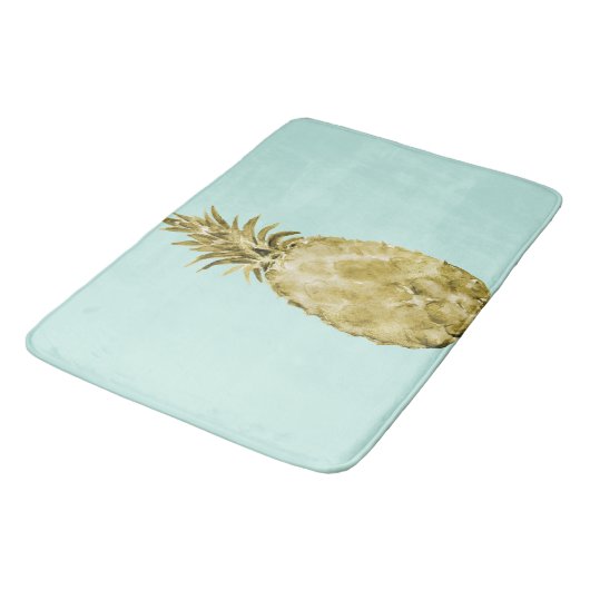 Goud en Mint Waterverf Ananas Badmat (Gekanteld)