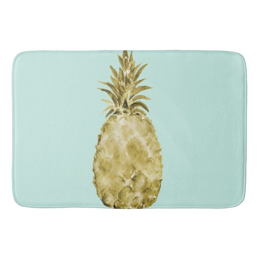 Goud en Mint Waterverf Ananas Badmat (Voorkant)