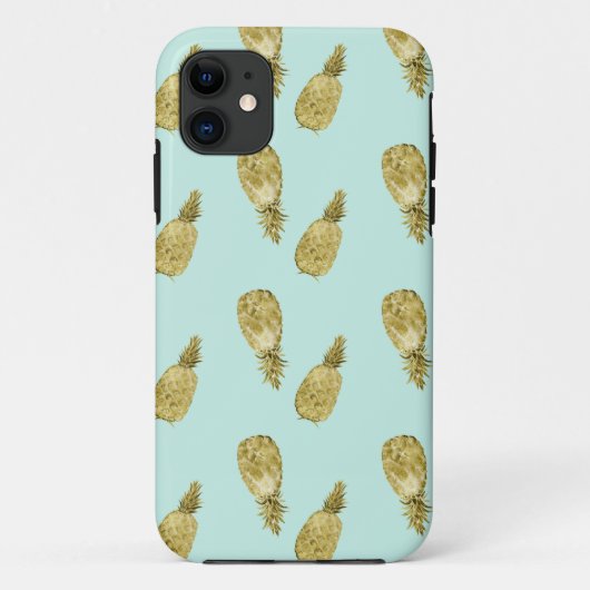 Goud en Mint Waterverf ananas Case-Mate iPhone Case (Achterkant)