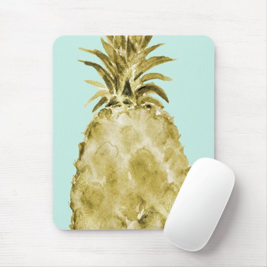 Goud en mint Waterverf Ananas Muismat (Met muis)