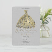 Goud en natuurlijk grijs Vrijgezellenfeest met bot Kaart (Staand voorkant)