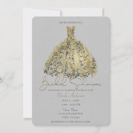 Goud en natuurlijk grijs Vrijgezellenfeest met bot Kaart (Voorkant)