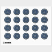 Goud en Navy Baby's Breath Bloemen Boeket Ronde Sticker (Vel)