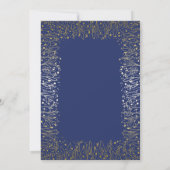 Goud en Navy Baby's Breath Bruiloft Kaart (Achterkant)