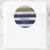 Goud en Navy Birthday Sticker (Tas)