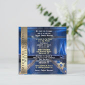 Goud en Navy Blue Bar Mitzvah Kaart (Staand voorkant)