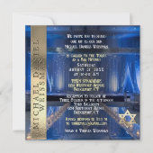 Goud en Navy Blue Bar Mitzvah Kaart (Voorkant)