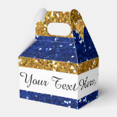 Goud en Navy Blue Glitter Stripes Gedrukt Bedankdoosjes (Achterkant)