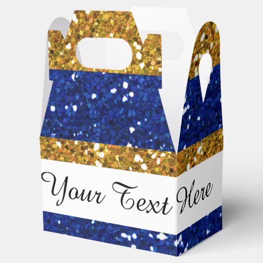 Goud en Navy Blue Glitter Stripes Gedrukt Bedankdoosjes (Geopend)