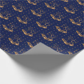 Goud en Navy Blue Kerstbellen Cadeaupapier (Hoek)