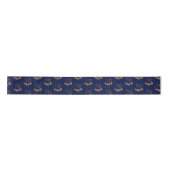 Goud en Navy Blue Kerstbellen Satijnen Lint (Voorkant)