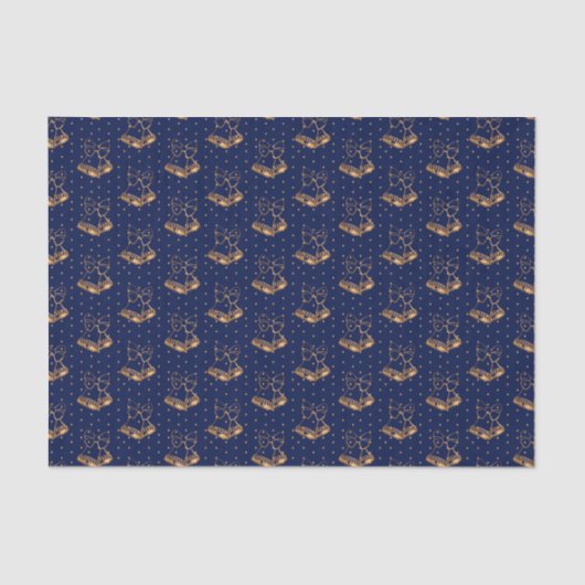 Goud en Navy Blue Kerstbellen Tissuepapier (Voorkant)