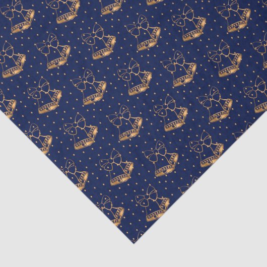 Goud en Navy Blue Kerstbellen Tissuepapier (Detail)