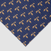 Goud en Navy Blue Kerstmis Holly Tissuepapier (Detail)